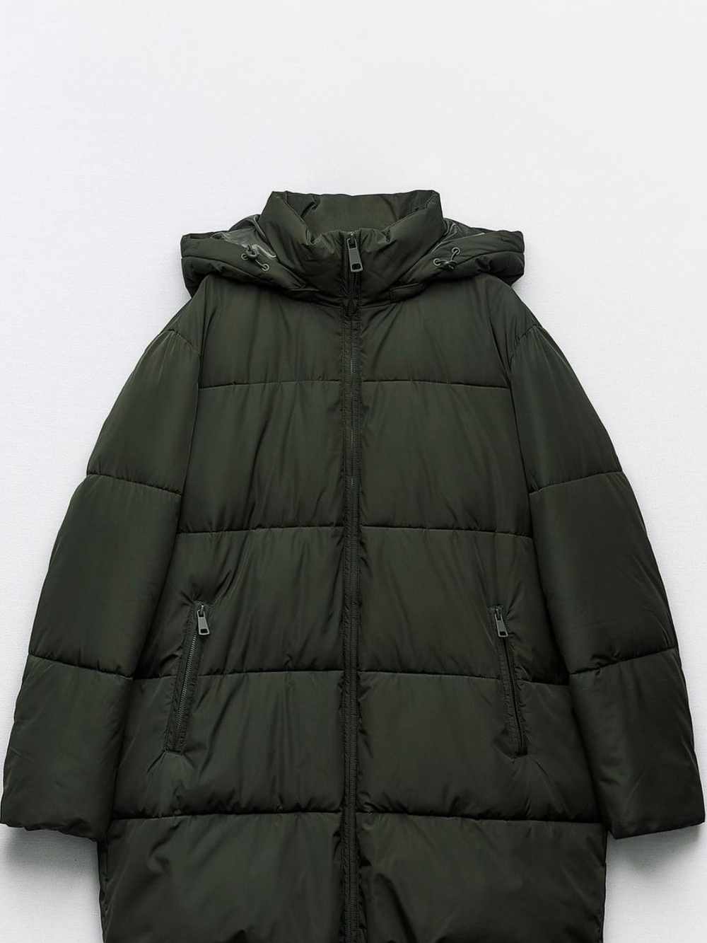 Hooded Puffer Coat in Dark Green